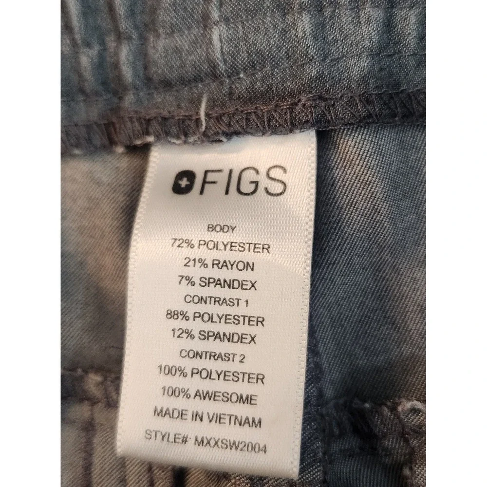 Figs Men's Gray Jogger Scrub Pants with Green Drawstring Size M